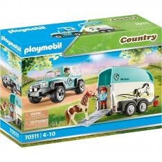 Playmobbil coche con remolque ponis